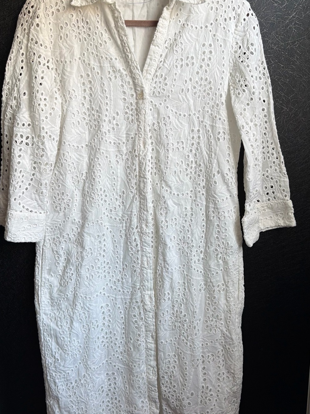 Zara Women's White Eyelet Long Sleeve Tunic - Brand